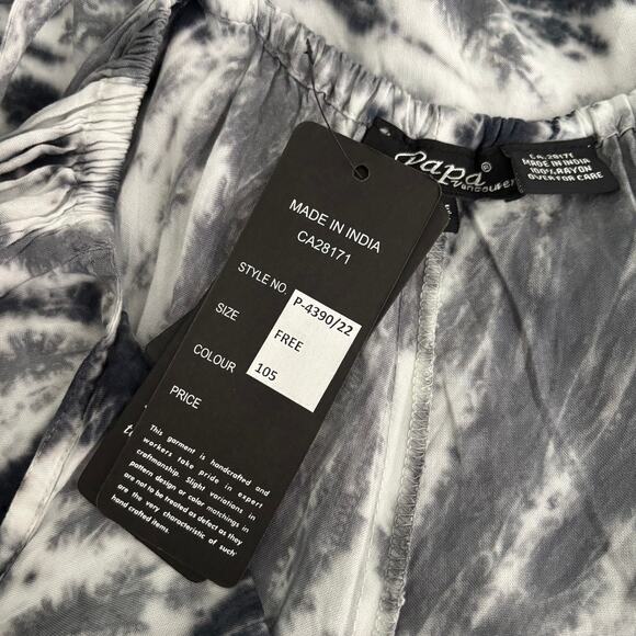 Papa Vancouver Jumpsuit Womens Small Gray Tie Dye Wide Leg Crop Boho Vacation - Picture 13 of 13